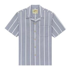 Aimé Leon Dore Striped Leisure Short Sleeve Button Up Shirt - Faded Blue - Large